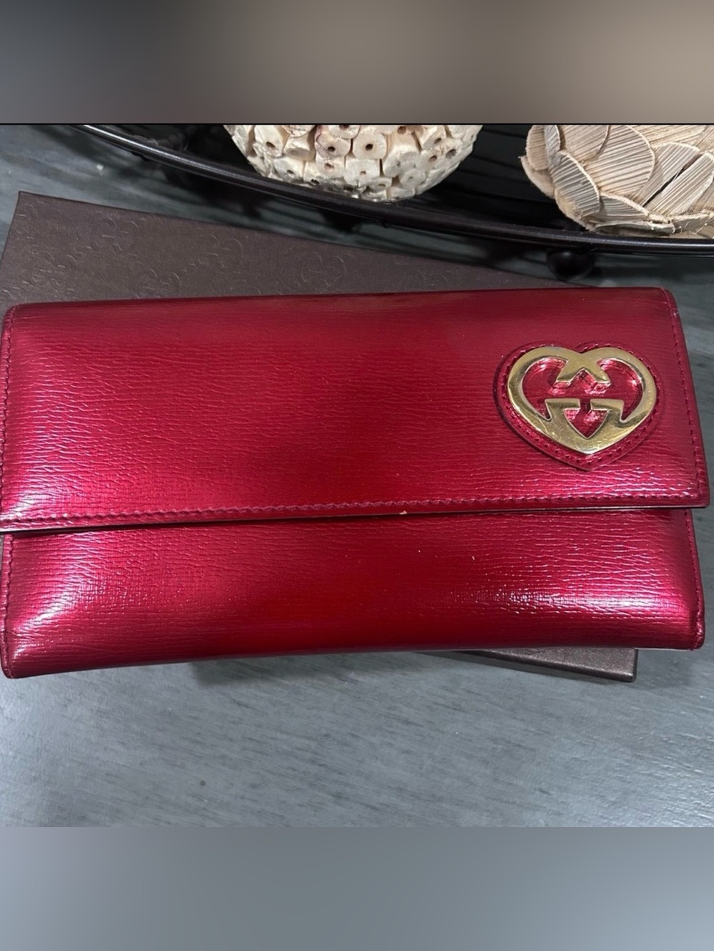 Gucci Wallet with Gold Heart Detail